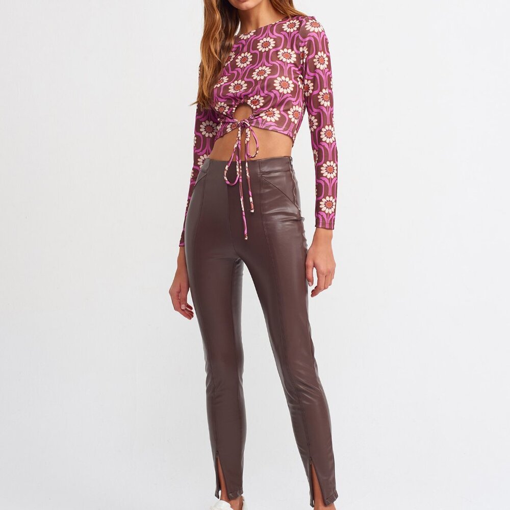 Leather Pants with Front Slit